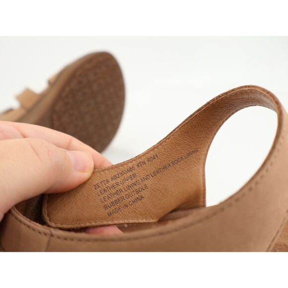Abeo Zetta Womens Sandals Size 7 Neutral Brown Leather Shoes Slingback Wedge - Picture 12 of 12